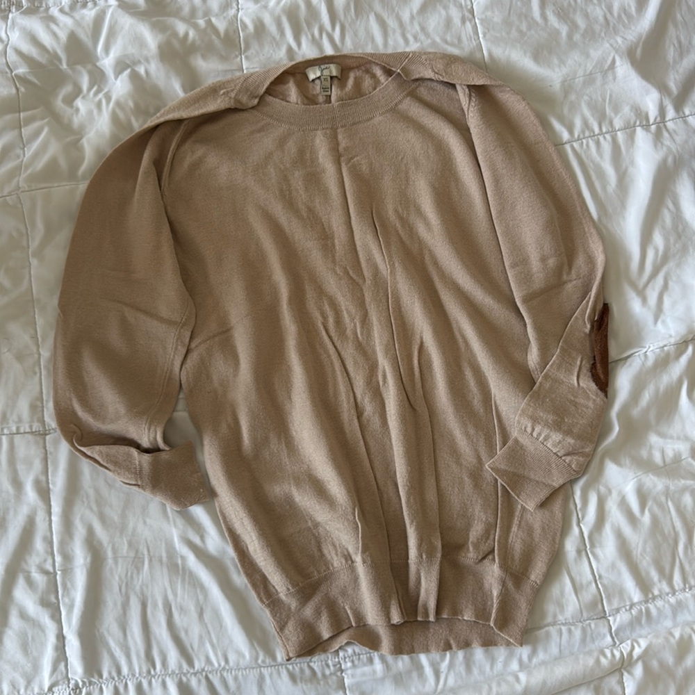 Joie XS light knit sweater beige with elbow patches